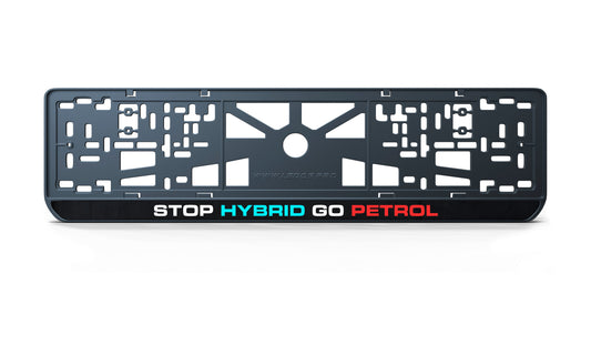 Ramka tablicy rejestracyjnej: STOP HYBRID GO PETROL