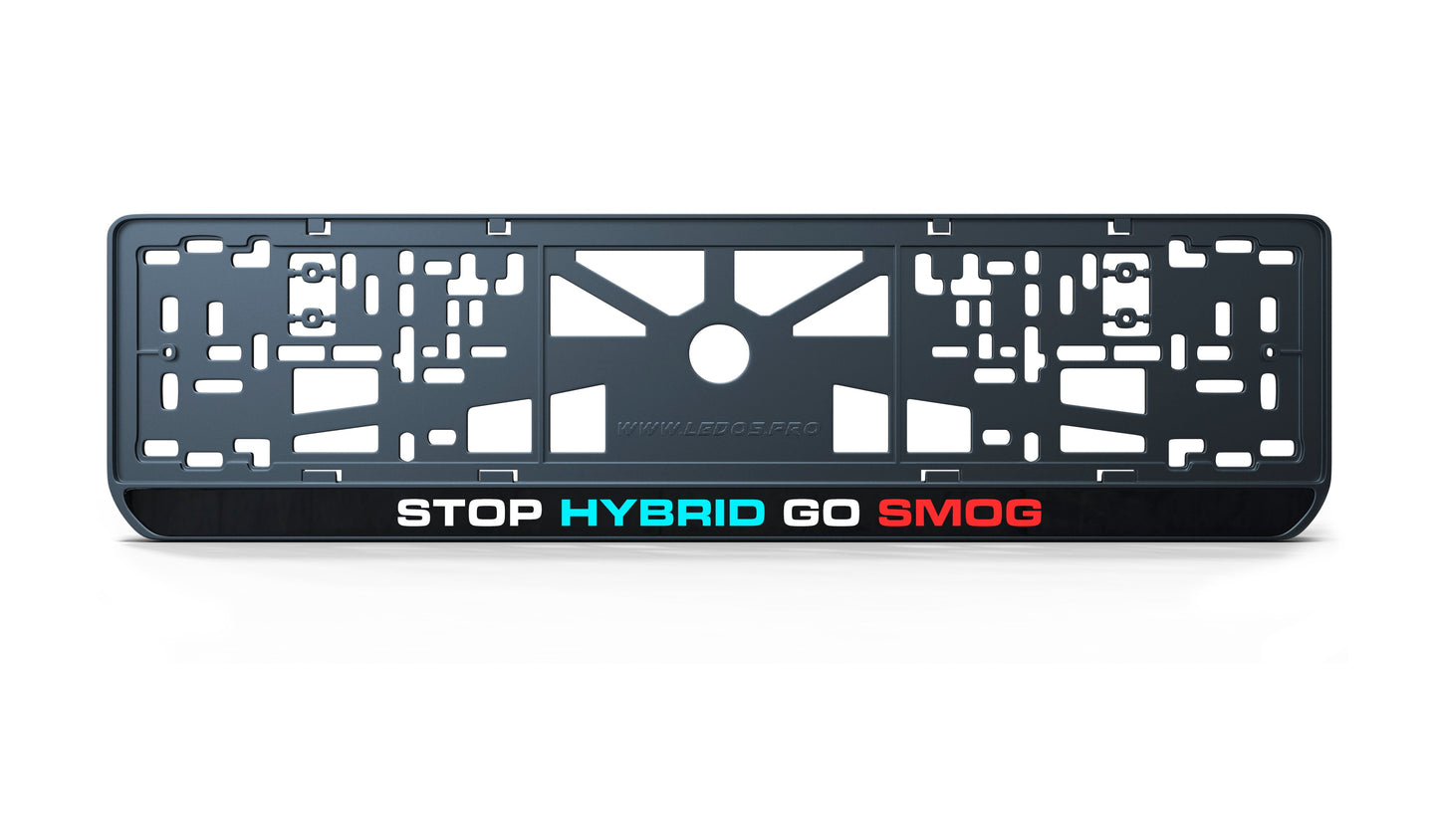 Ramka tablicy rejestracyjnej: STOP HYBRID GO SMOG
