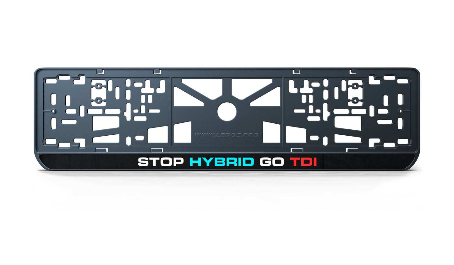 Ramka tablicy rejestracyjnej: STOP HYBRID GO TDI