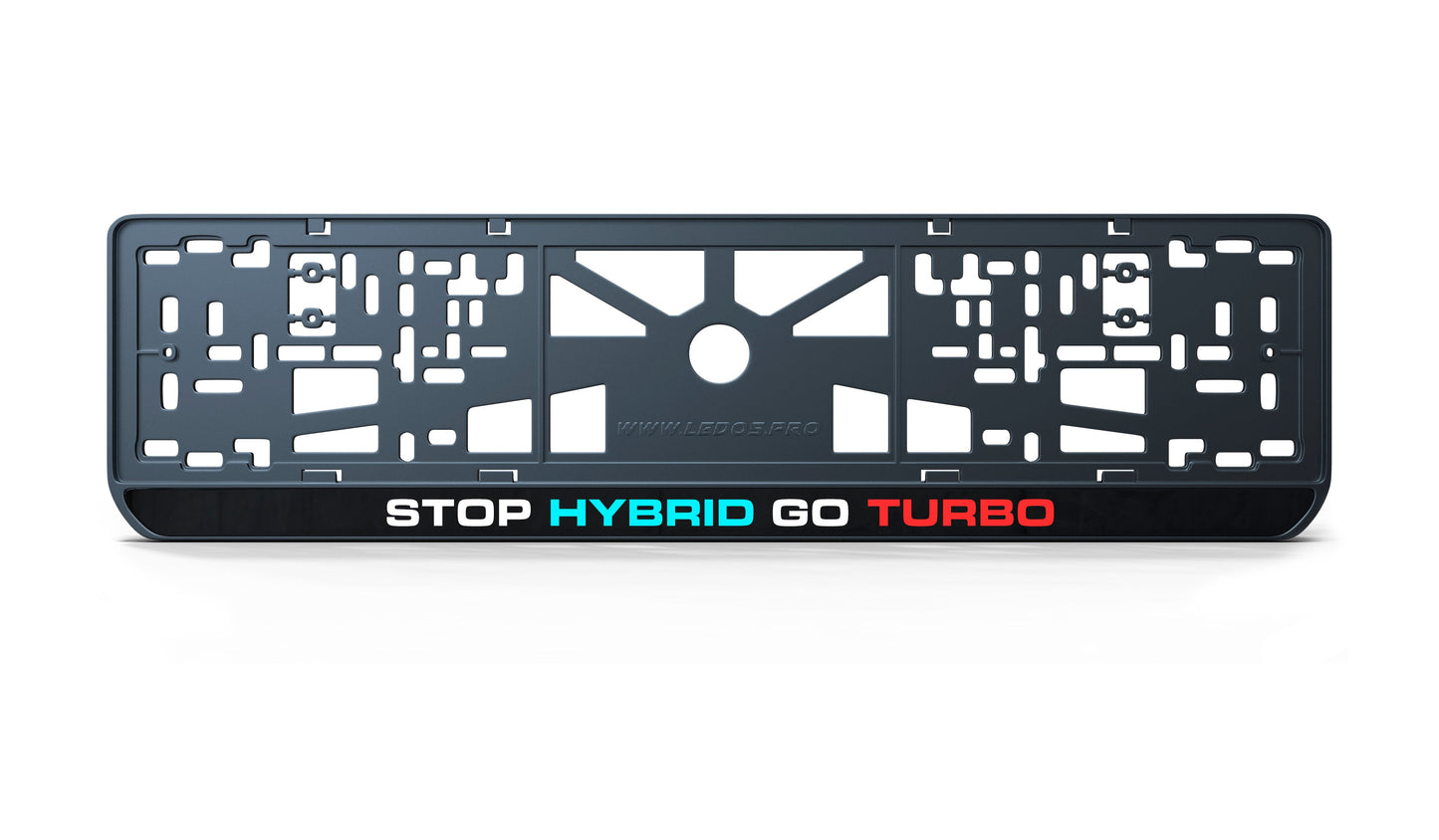 Ramka tablicy rejestracyjnej: STOP HYBRID GO TURBO