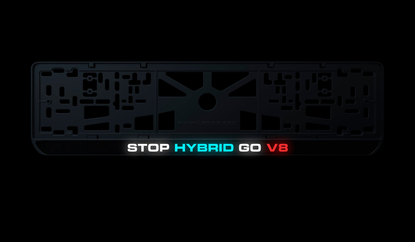Kennzeichenrahmen: STOP HYBRID GO V8